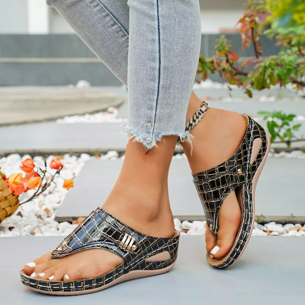 Toe Post Wedge Sandals