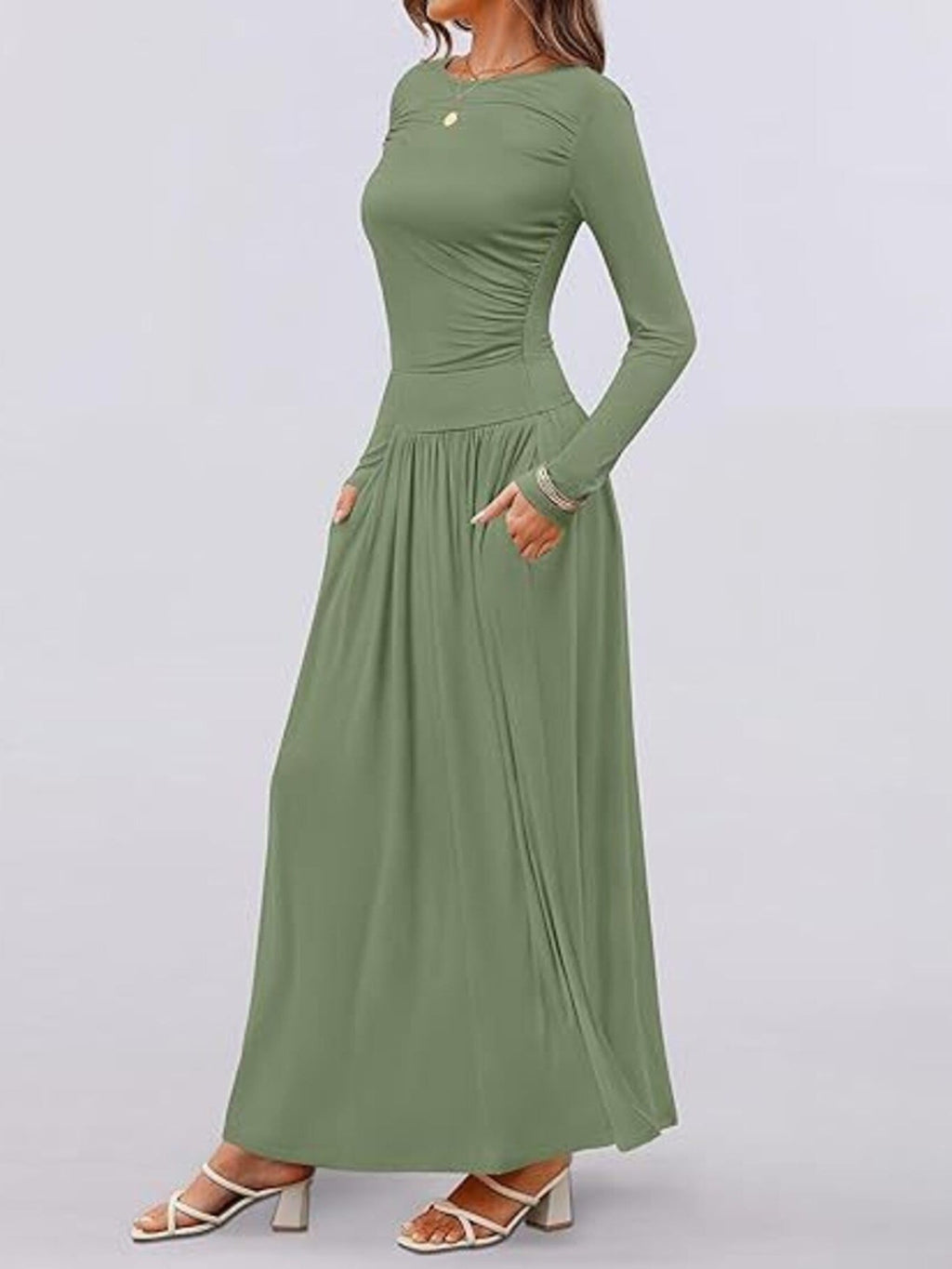 Long Sleeve Maxi Dress with Pockets