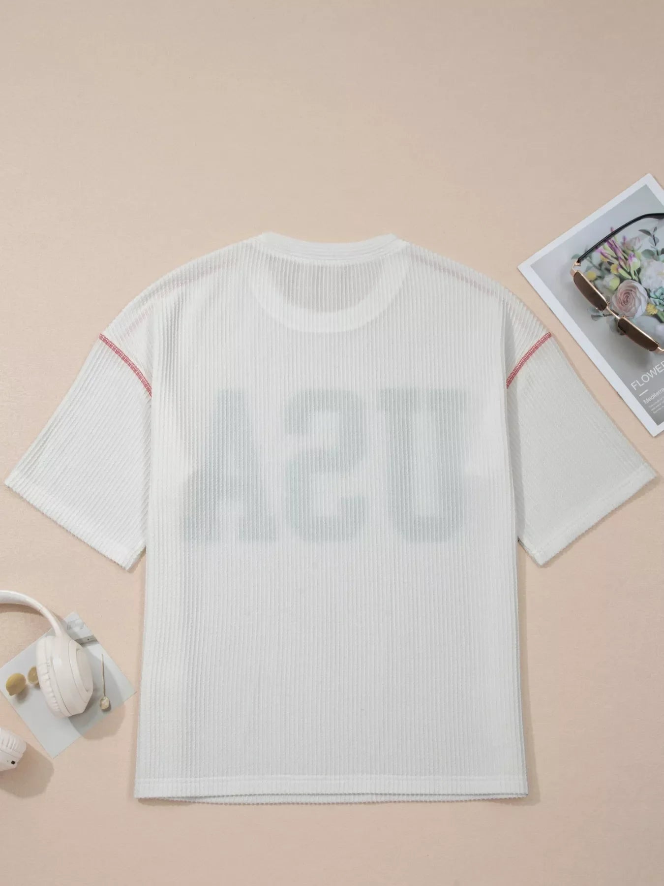 USA Graphic Half Sleeve Loose Ribbed Top