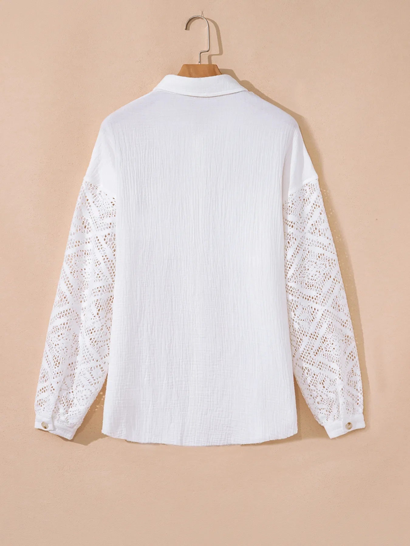 Lace Sleeve Button Down Shirt