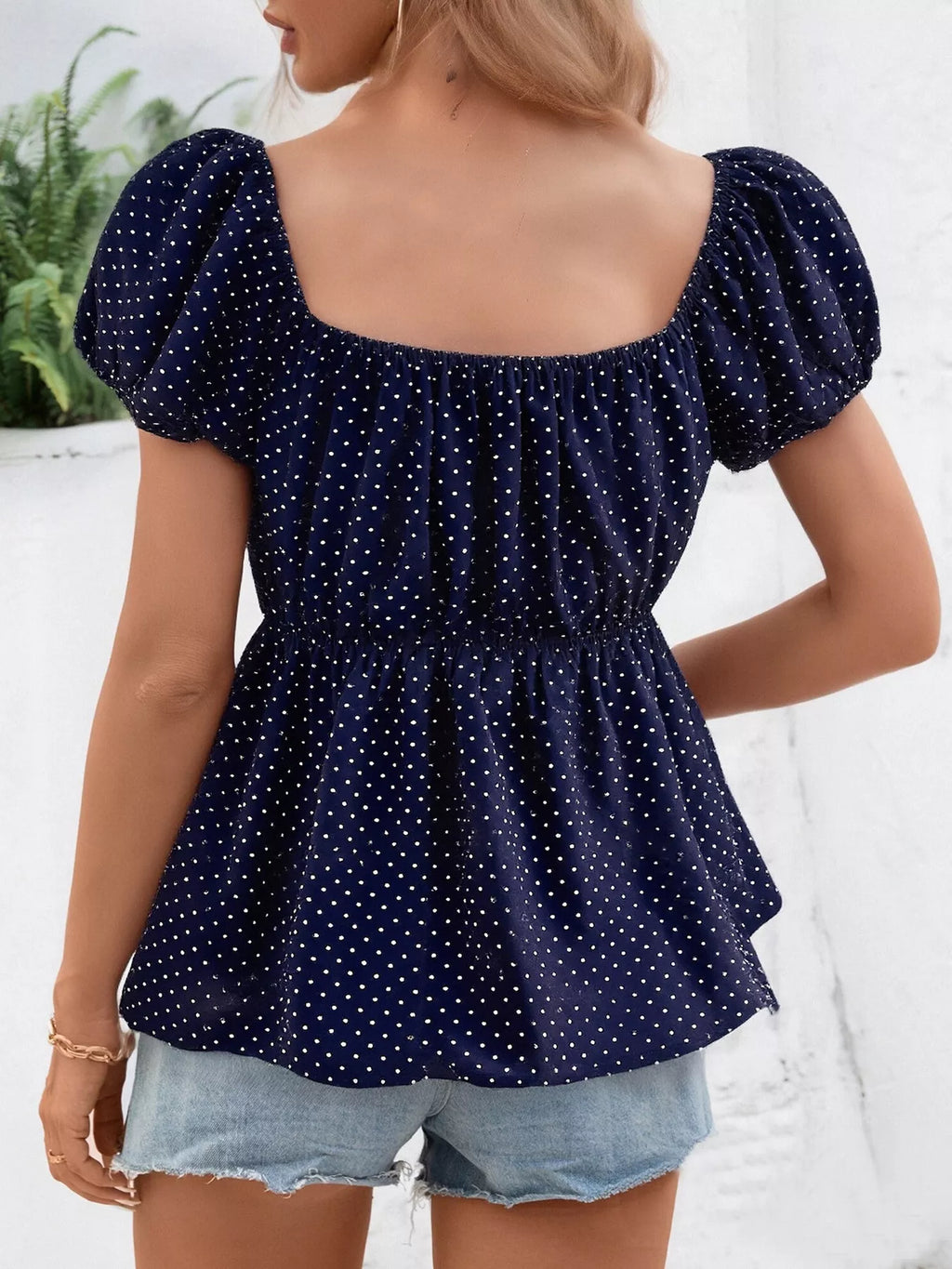 Polka Dot Short Sleeve Blouse