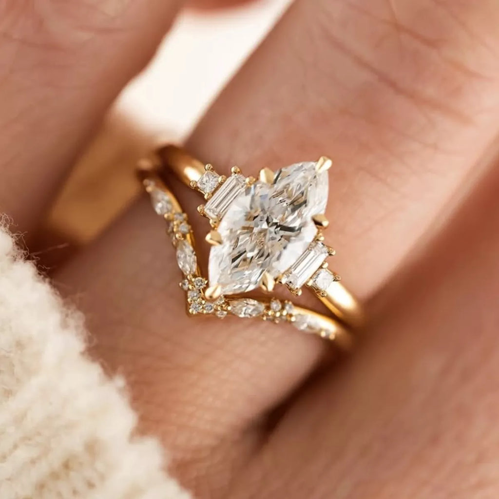 2 Carat Moissanite 925 Sterling Silver 2 Piece Ring