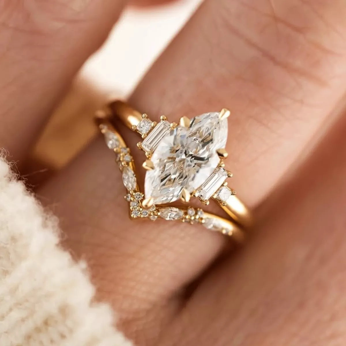2 Carat Moissanite 925 Sterling Silver 2 Piece Ring