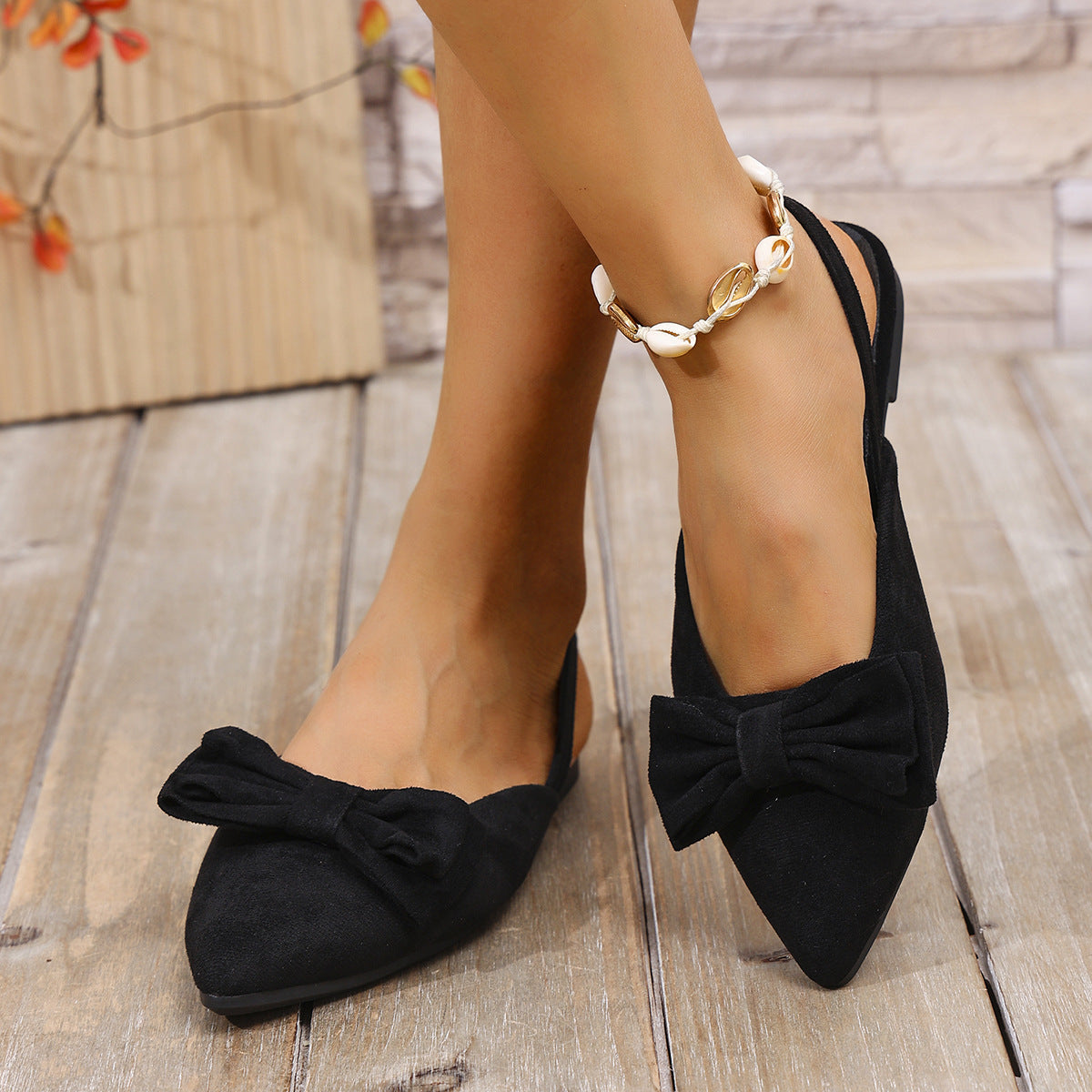 Bow Decor Slingback Slip-Ons