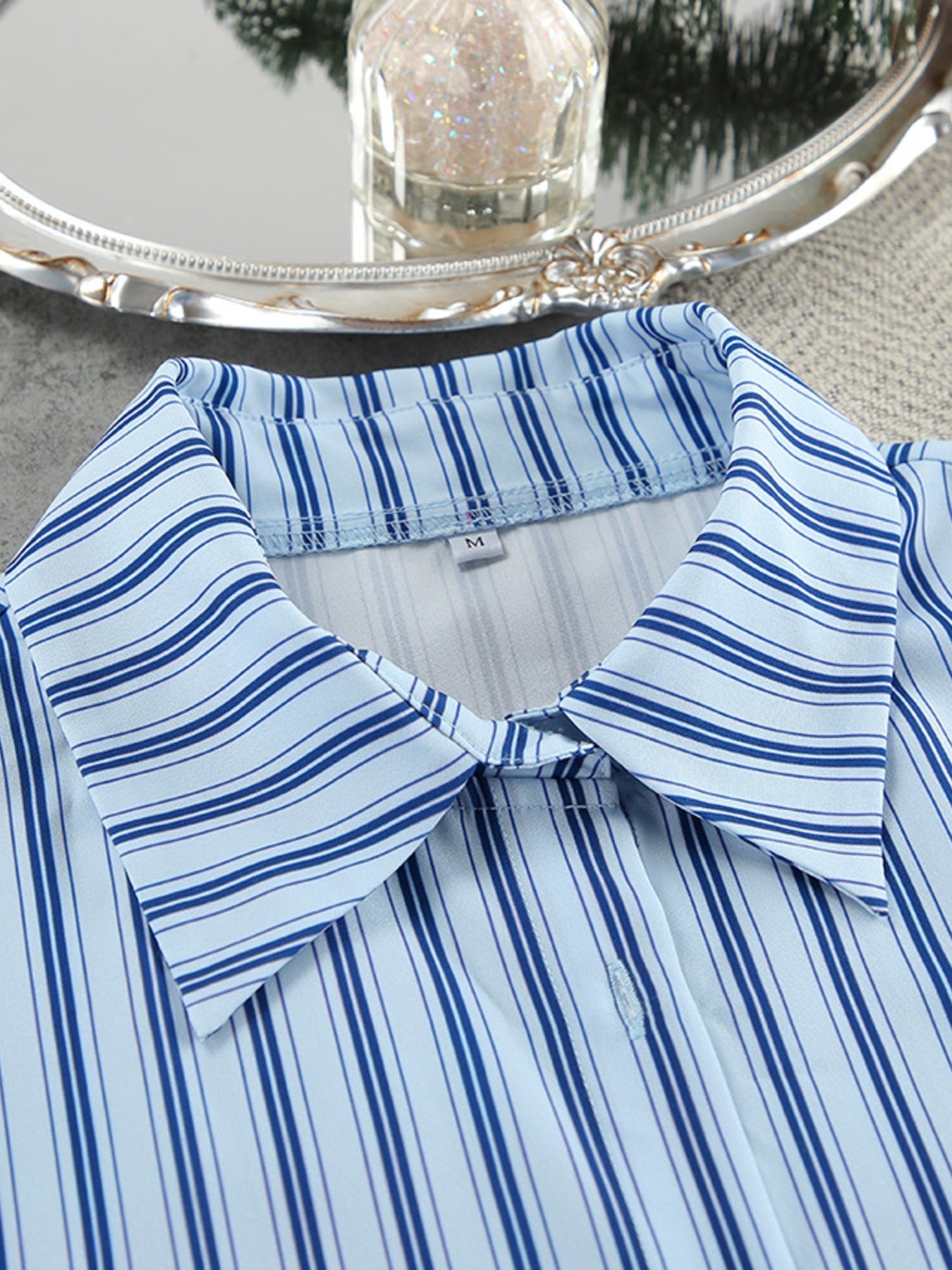 Striped Cami & Shirt and Pants Lounge Set