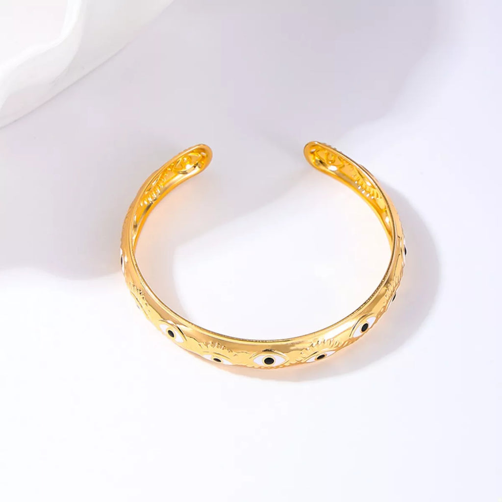 Evil Eye Open Bangle Bracelet