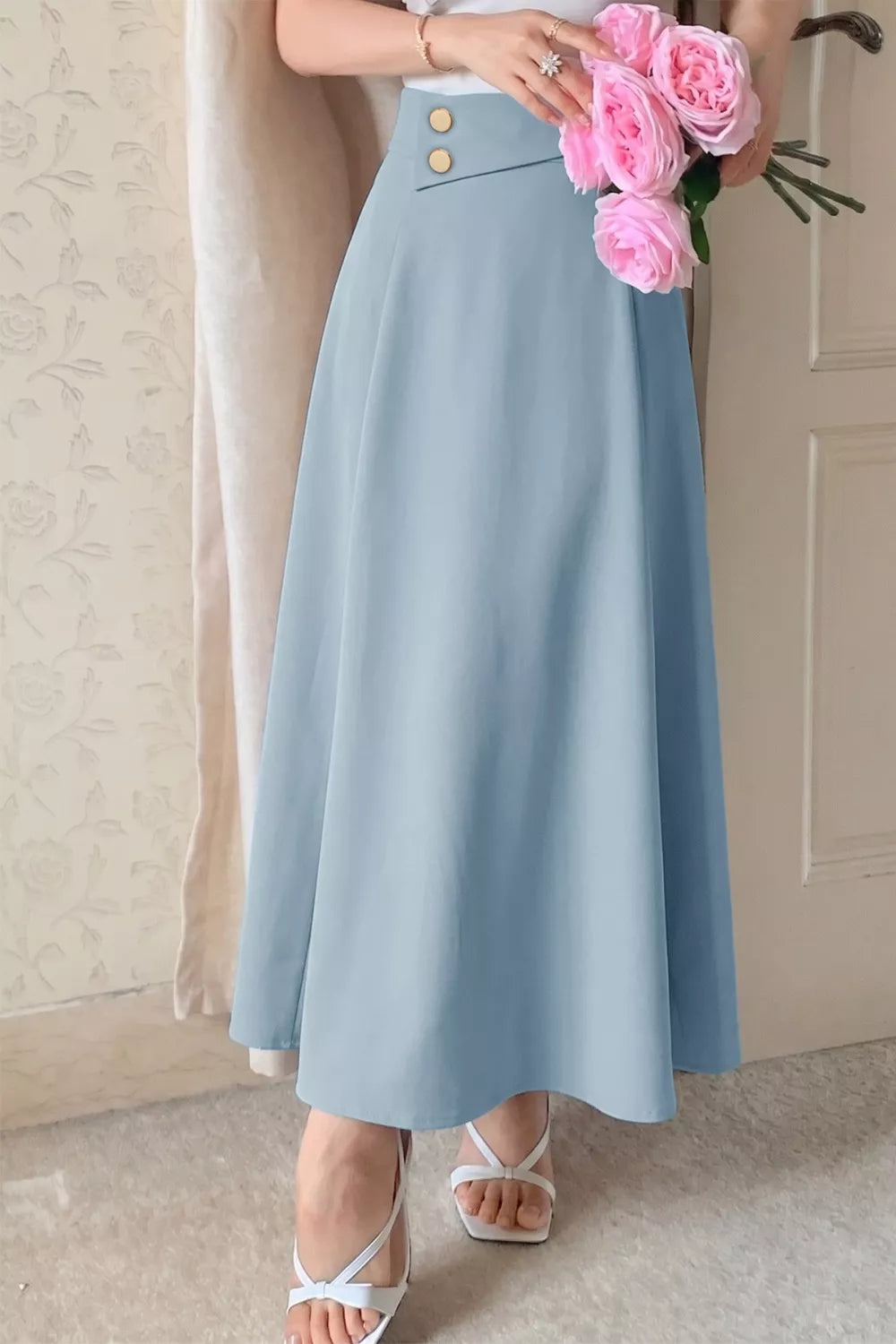 A-Line Midi Skirt with Zipper