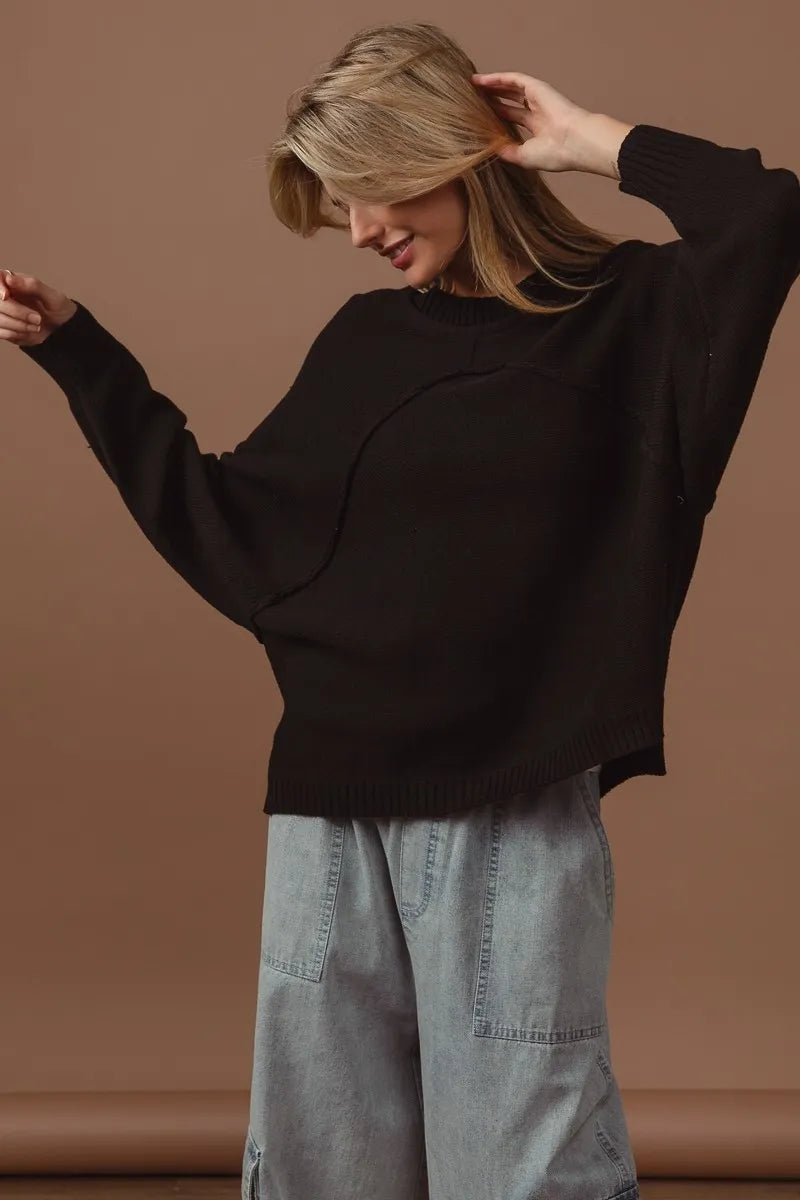 BiBi Raw Edge Arch Detailed Knit Top