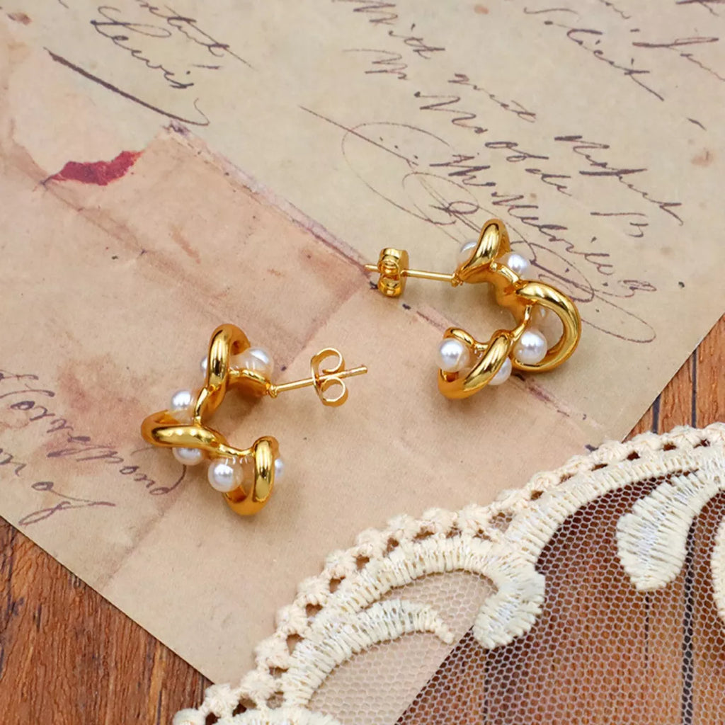 18K Gold-Plated Pearl Earrings