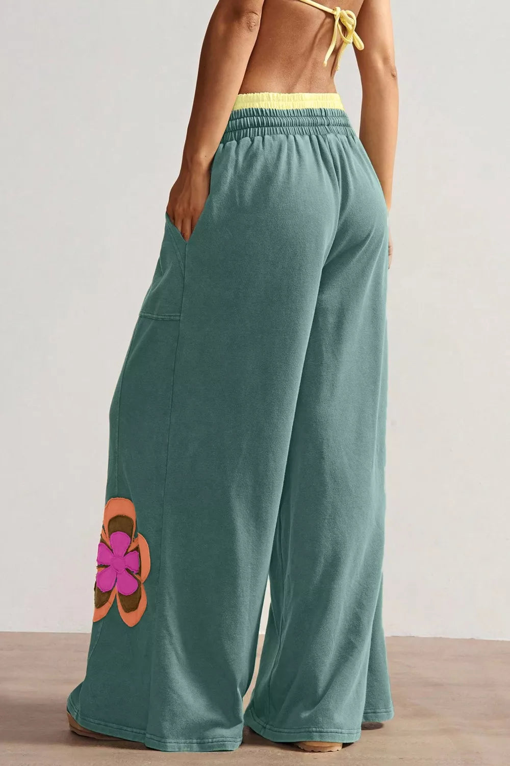 Floral Patchwork Wide Leg Pants