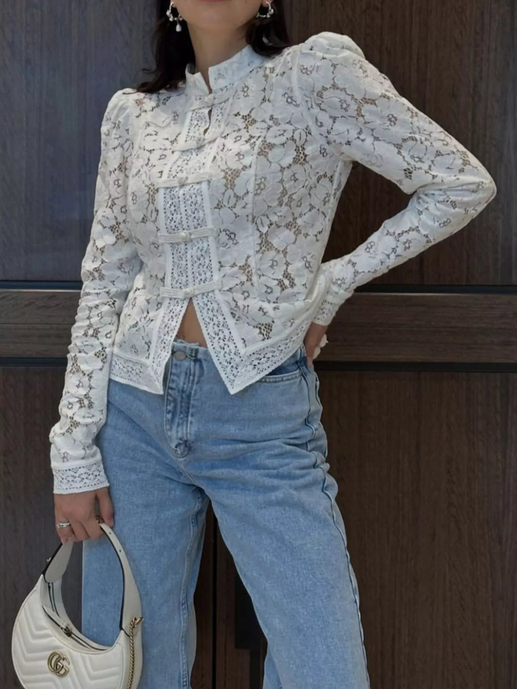 Lace Button-Up Shirt