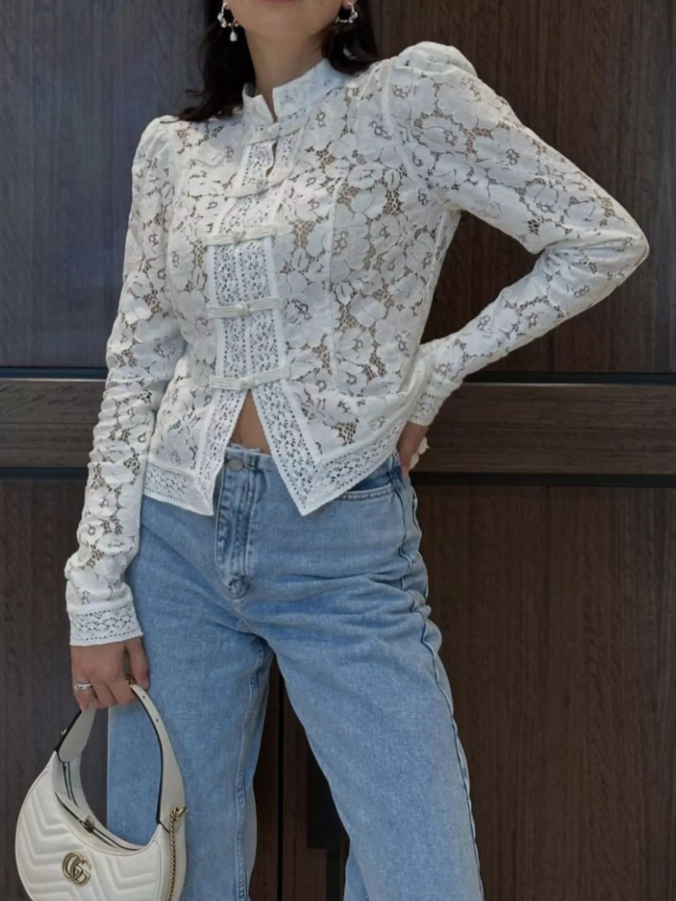 Lace Button-Up Shirt