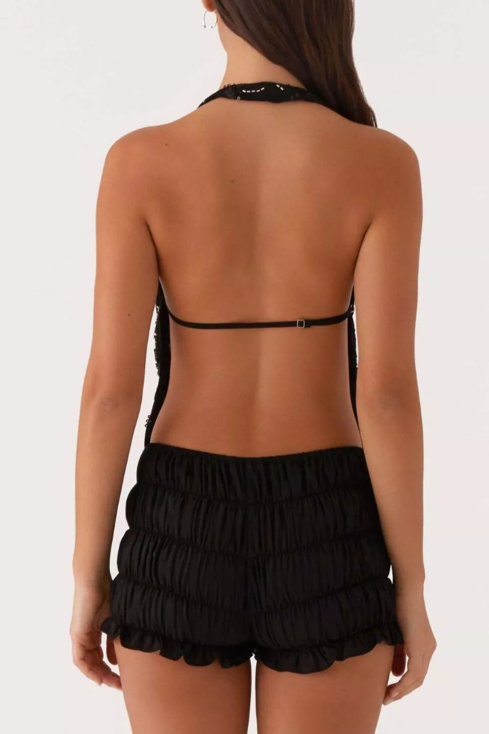 Bead Embellished Halter Neck Tank