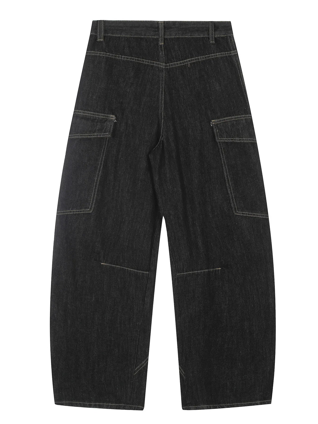 Men's Washed Curved Jeans with Contrast Stitching