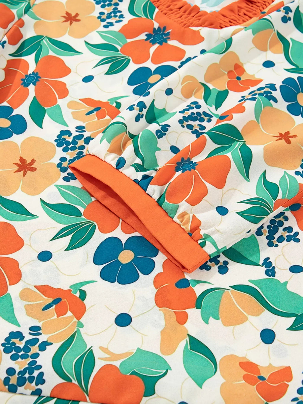 Frilled V Neck Floral Print Blouse
