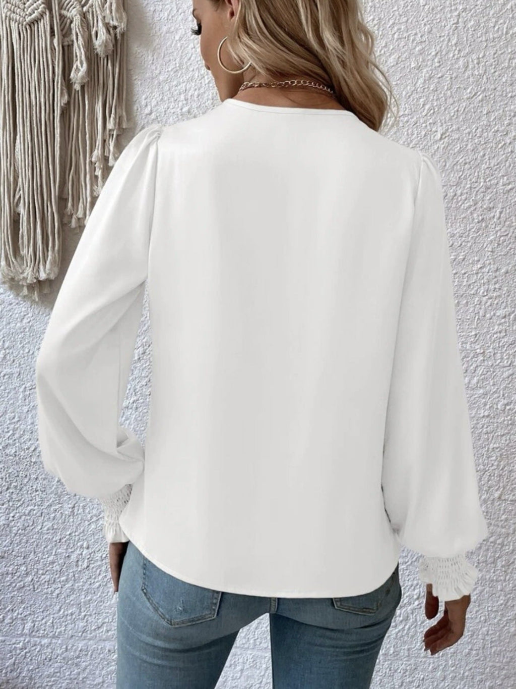 Ruched Surplice Long Sleeve Blouse