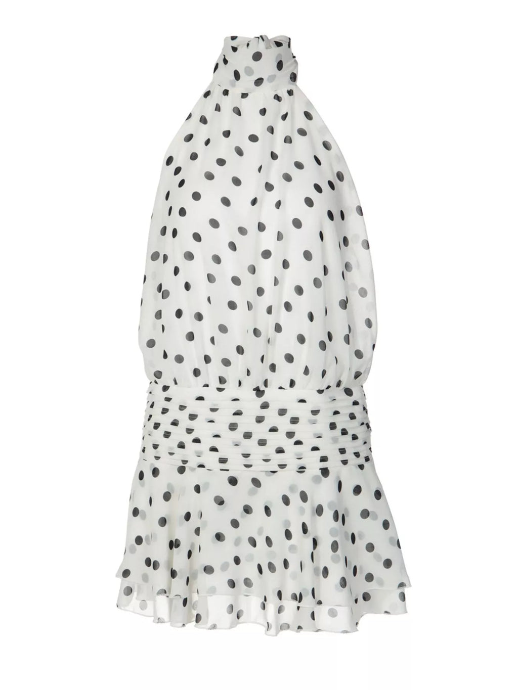 Polka Dot Halter Neck Ruffle Dress