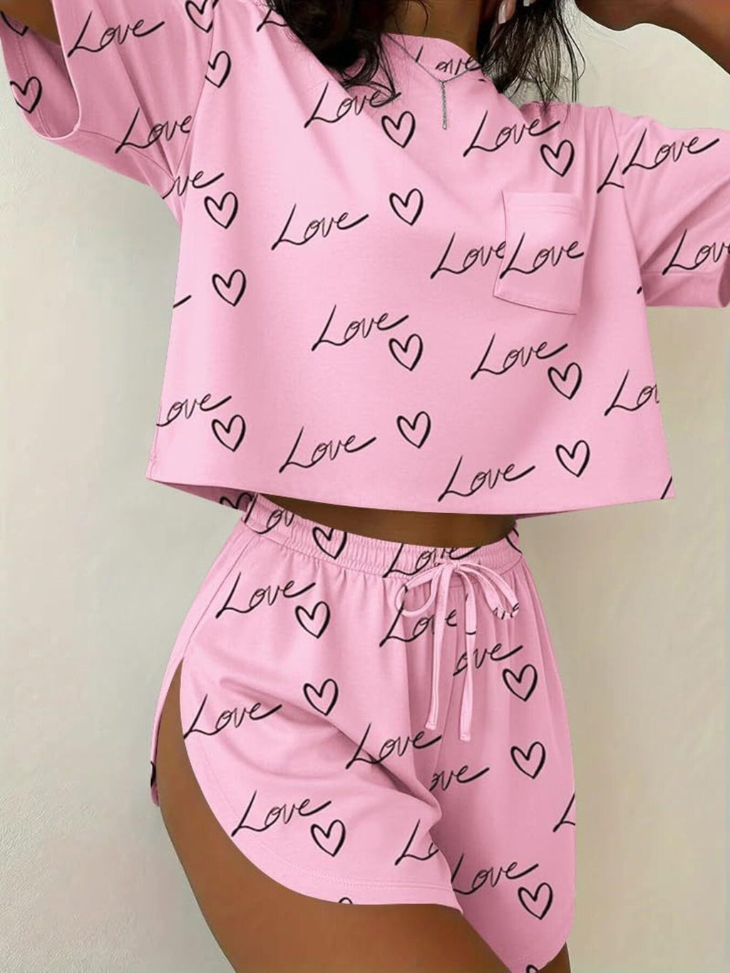 Printed Round Neck Tee and Shorts Set