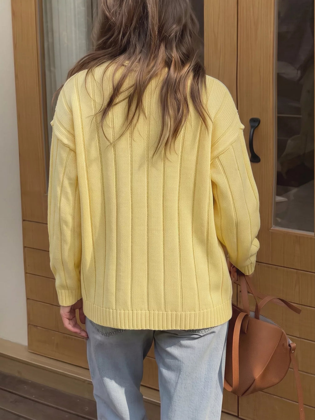 Button Up Dropped Shoulder Cardigan