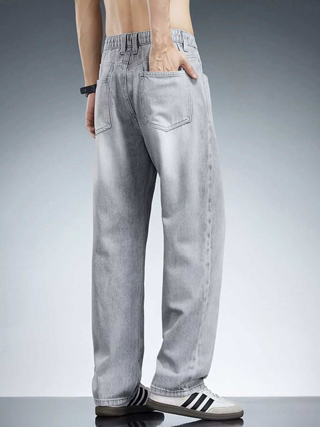 Men's Plus Size Washed Wide Leg Jeans