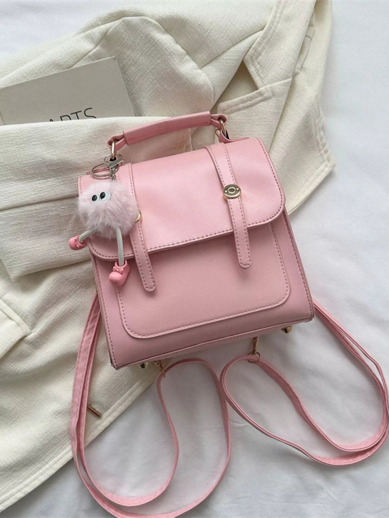 PU Leather Flap Backpack Bag