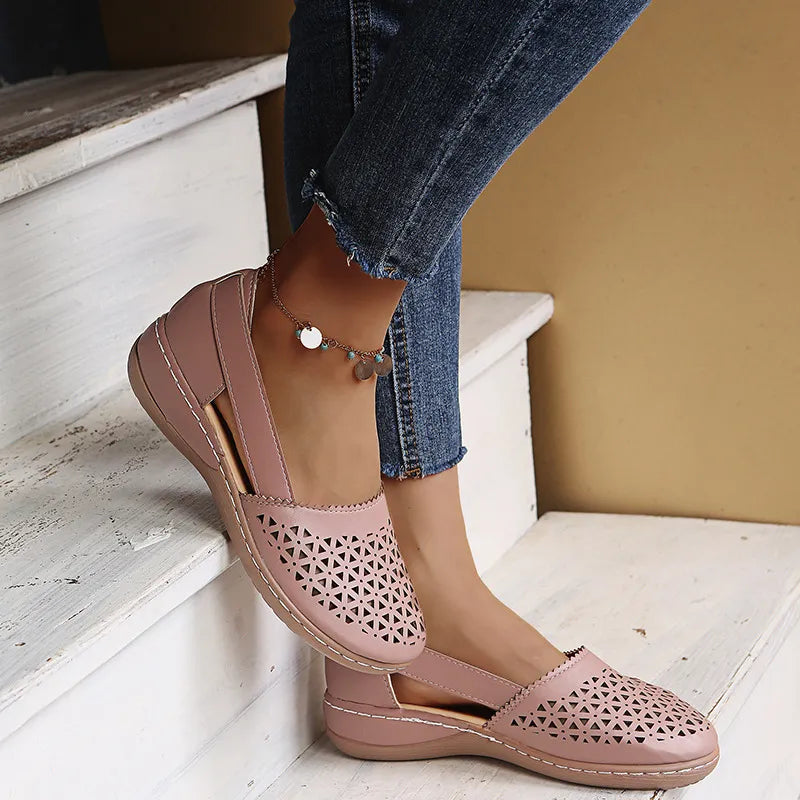 Cutout Round Toe Slip-Ons