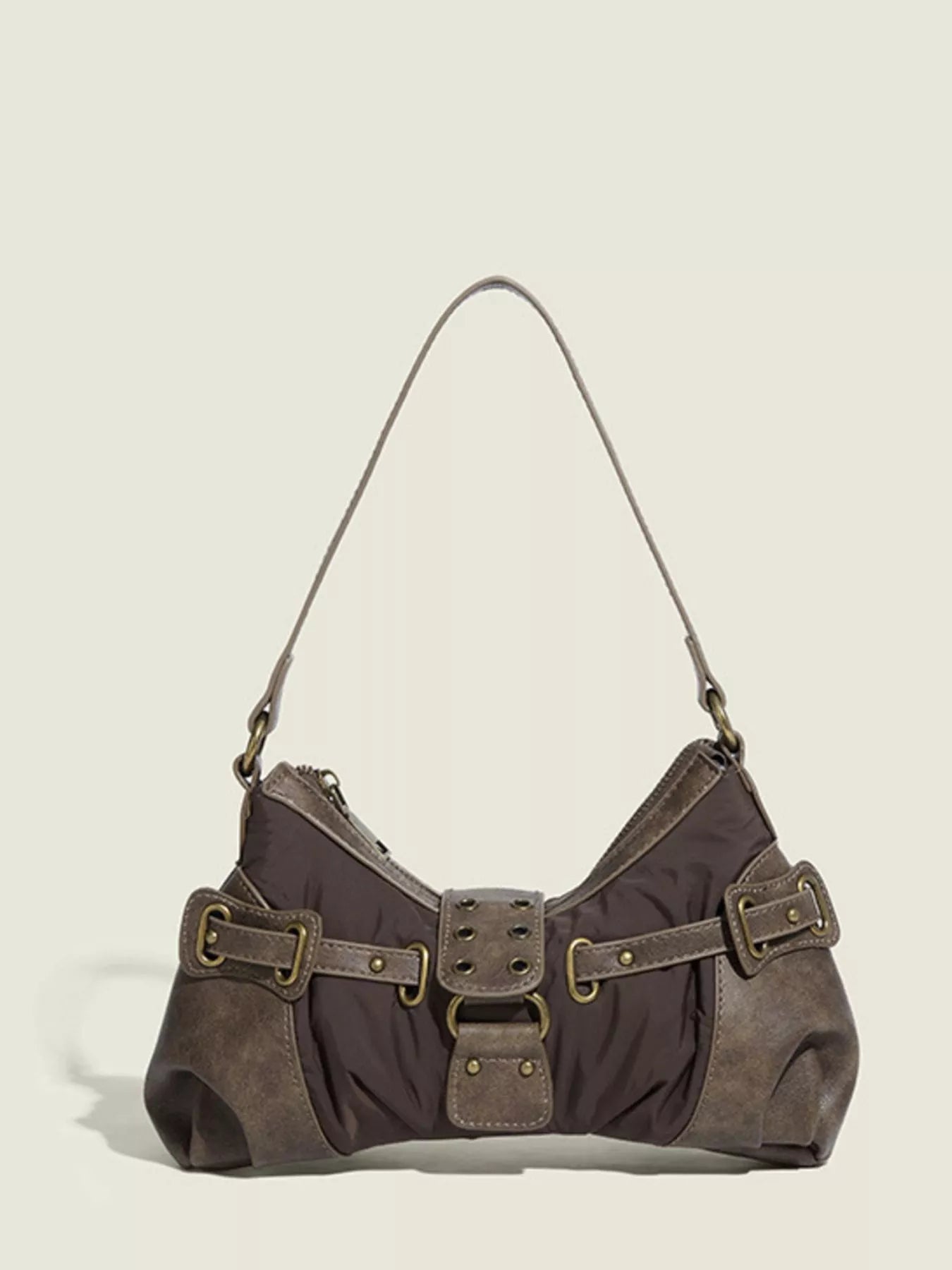 Vintage Buckle Accent Shoulder Bag