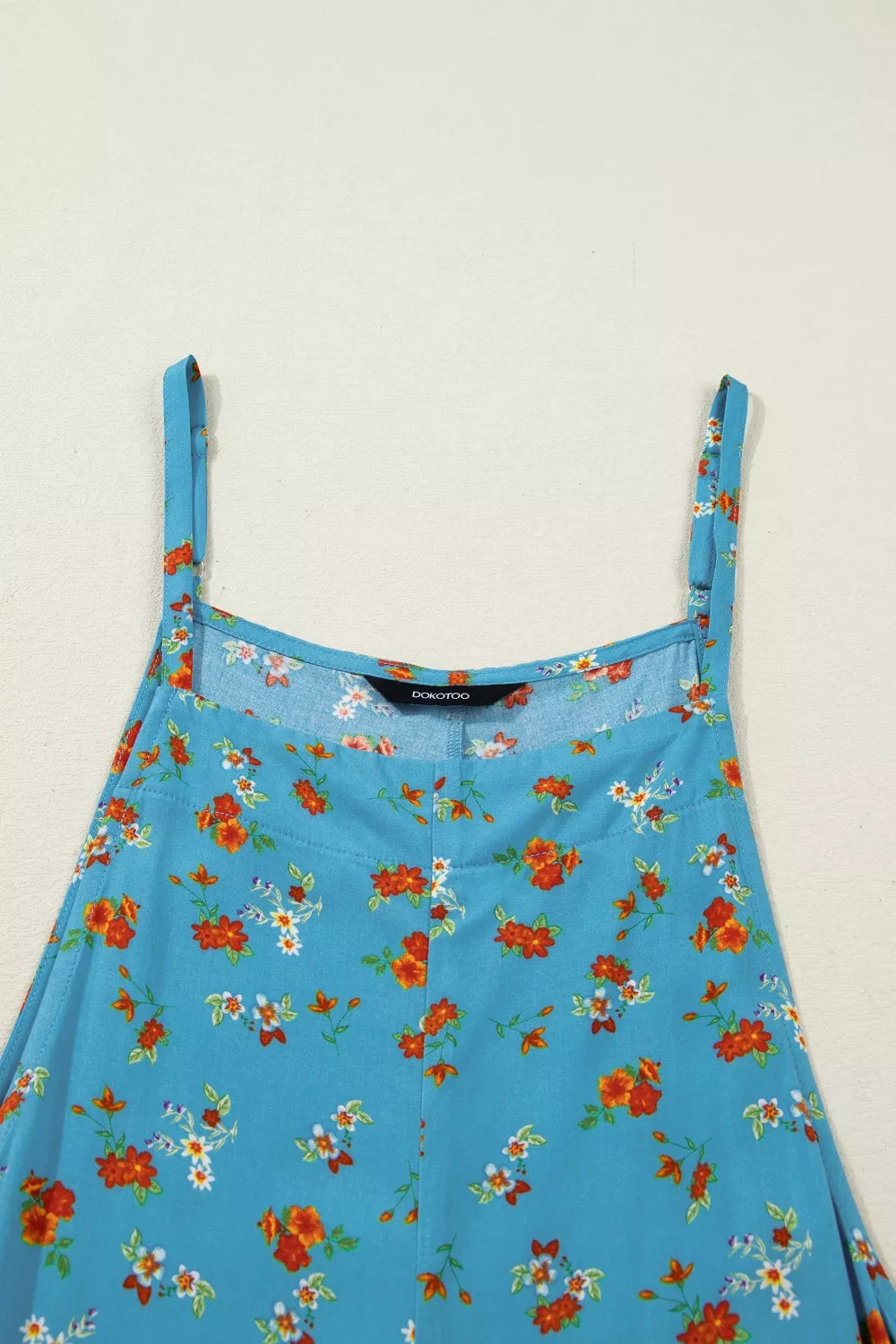 Floral Print Spaghetti Straps Loose Pocketed Jumpsuit