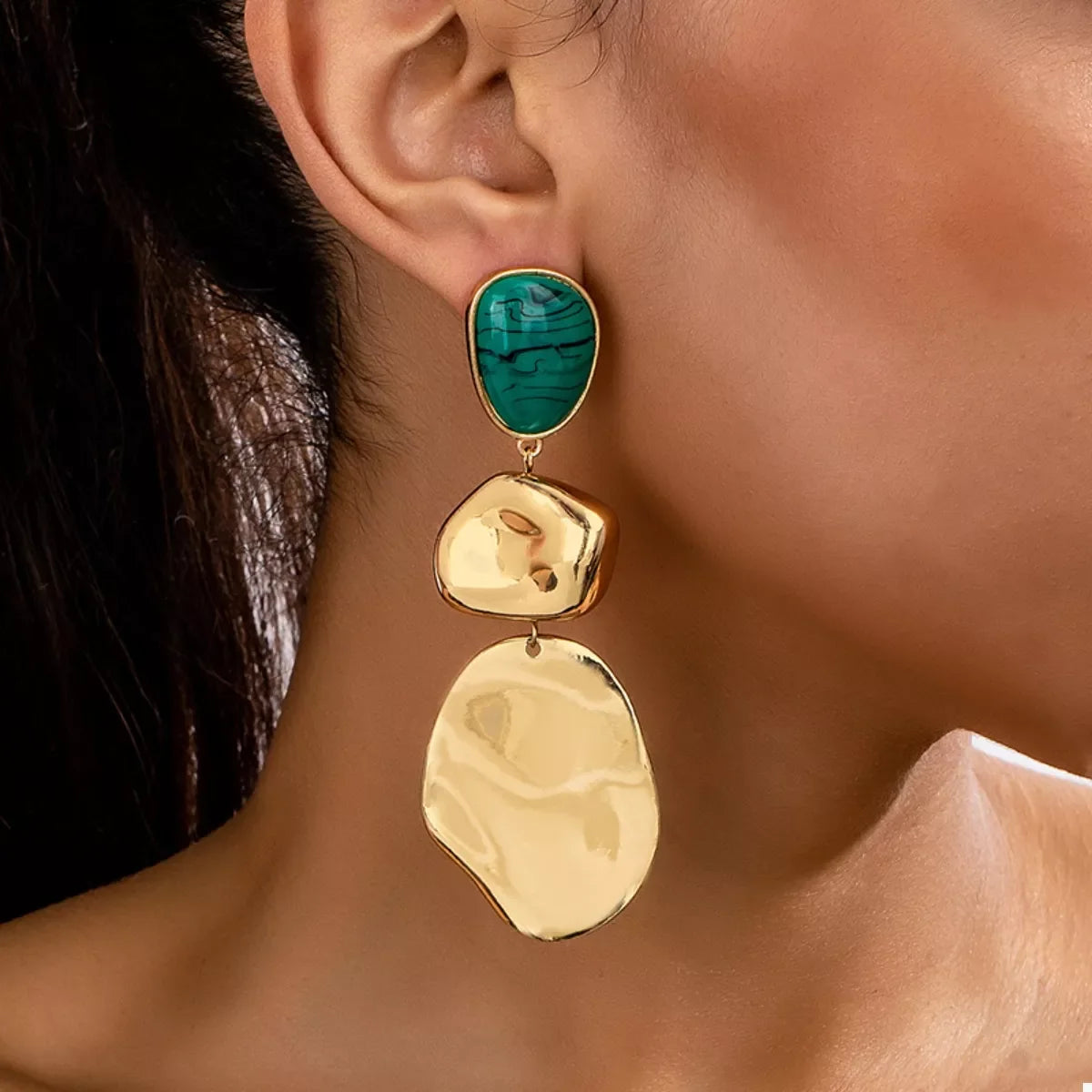 18K Gold-Plated Alloy Drop Earrings