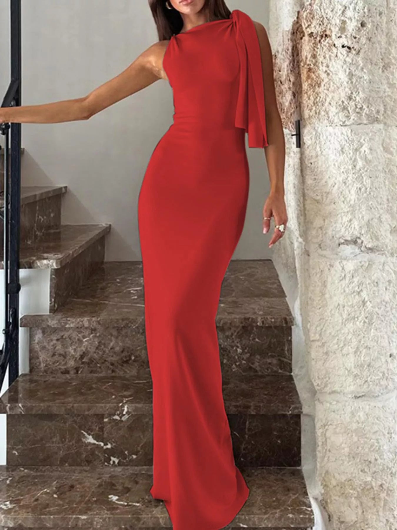 Sleeveless Maxi Dress with Draping Detail
