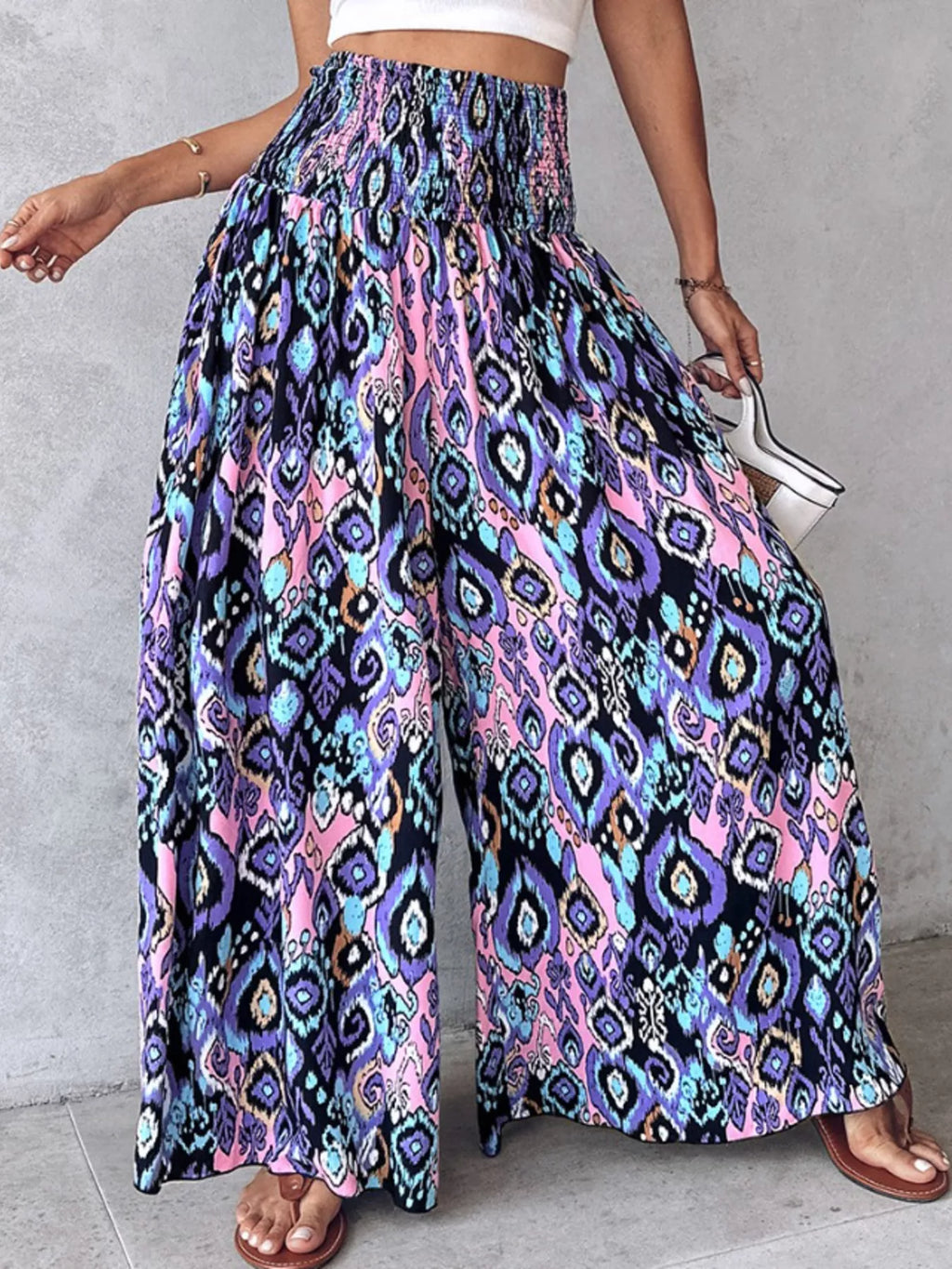 Printed Wide-Leg Pants