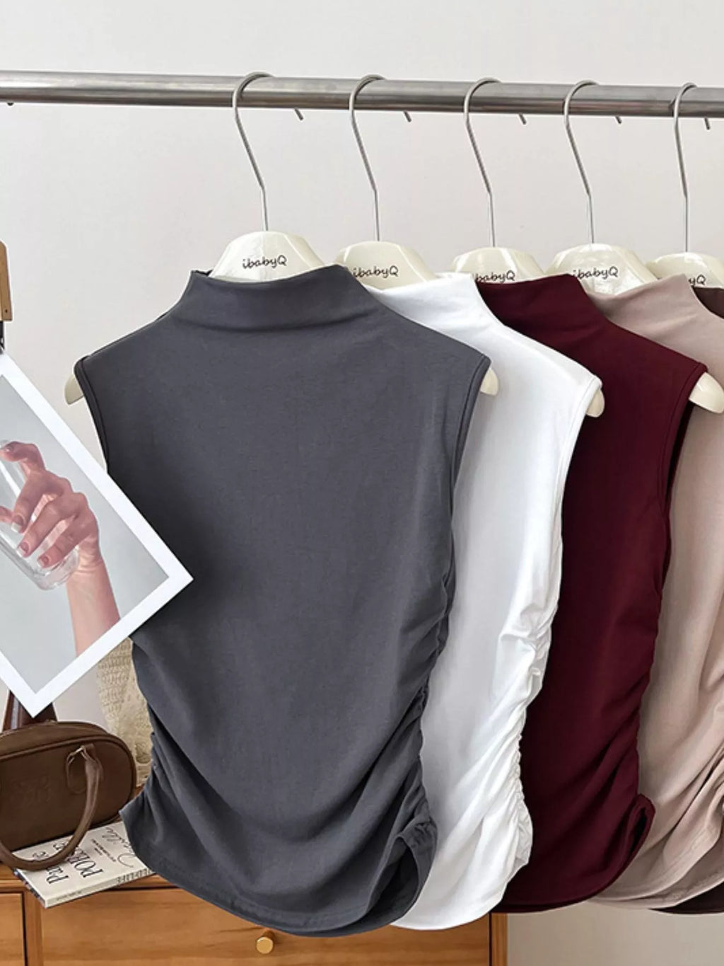 Ruched Mock Neck Tank