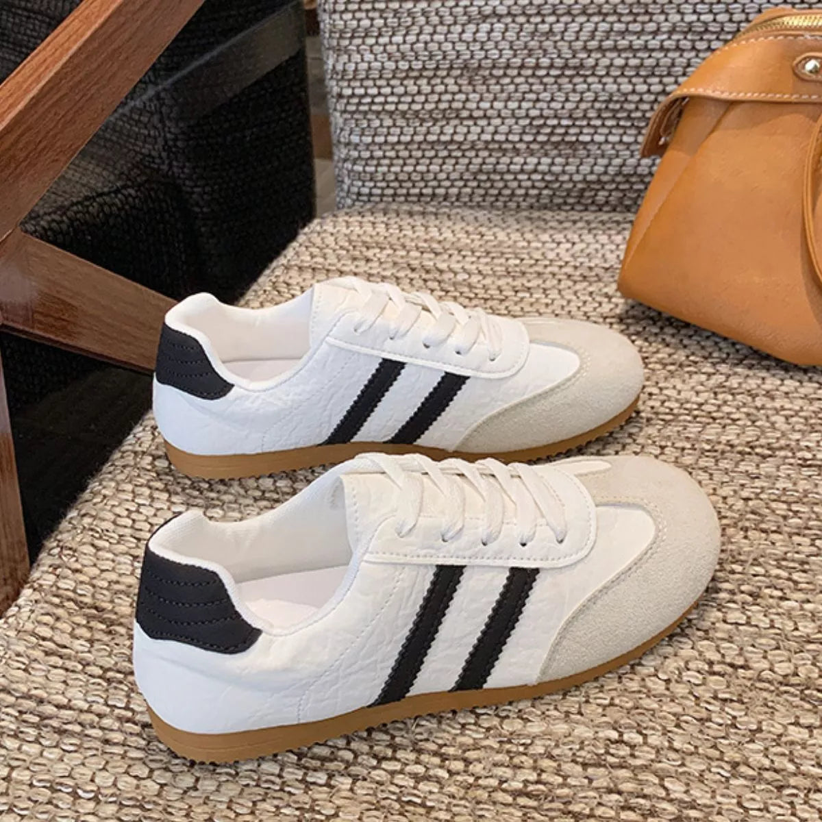 Striped Lace Up Casual Sneakers