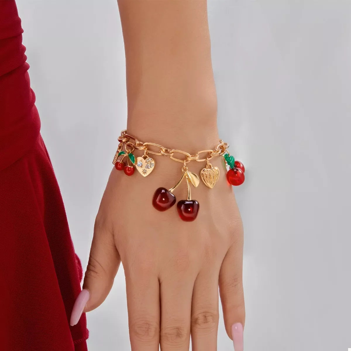 18K Gold-Plated Cherry Charm Bracelet