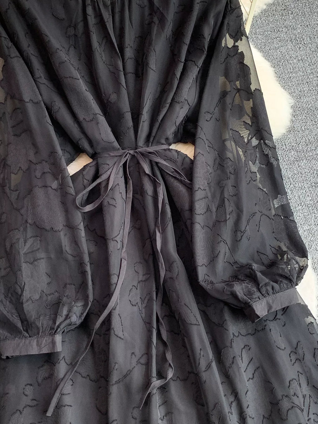 Tie Waist Long Sleeve Dress