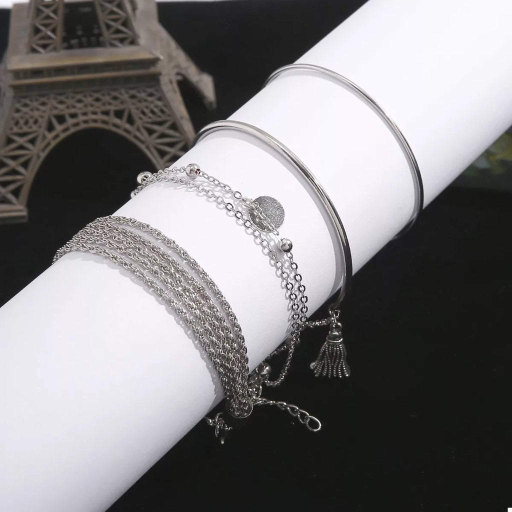 4 Piece Silver-Plated Minimalist Bracelet