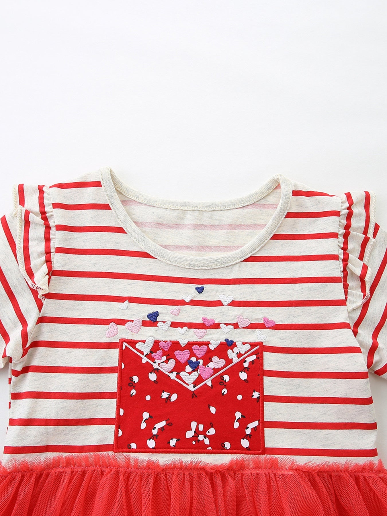 Children's Striped Short Sleeve Tulle Dress