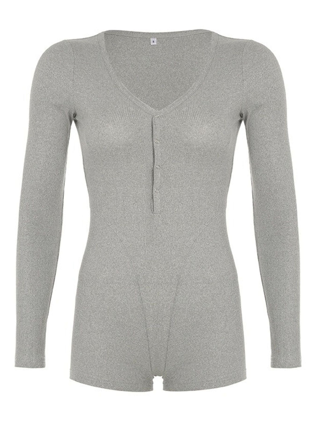 Deep V-Neck Long Sleeve Romper