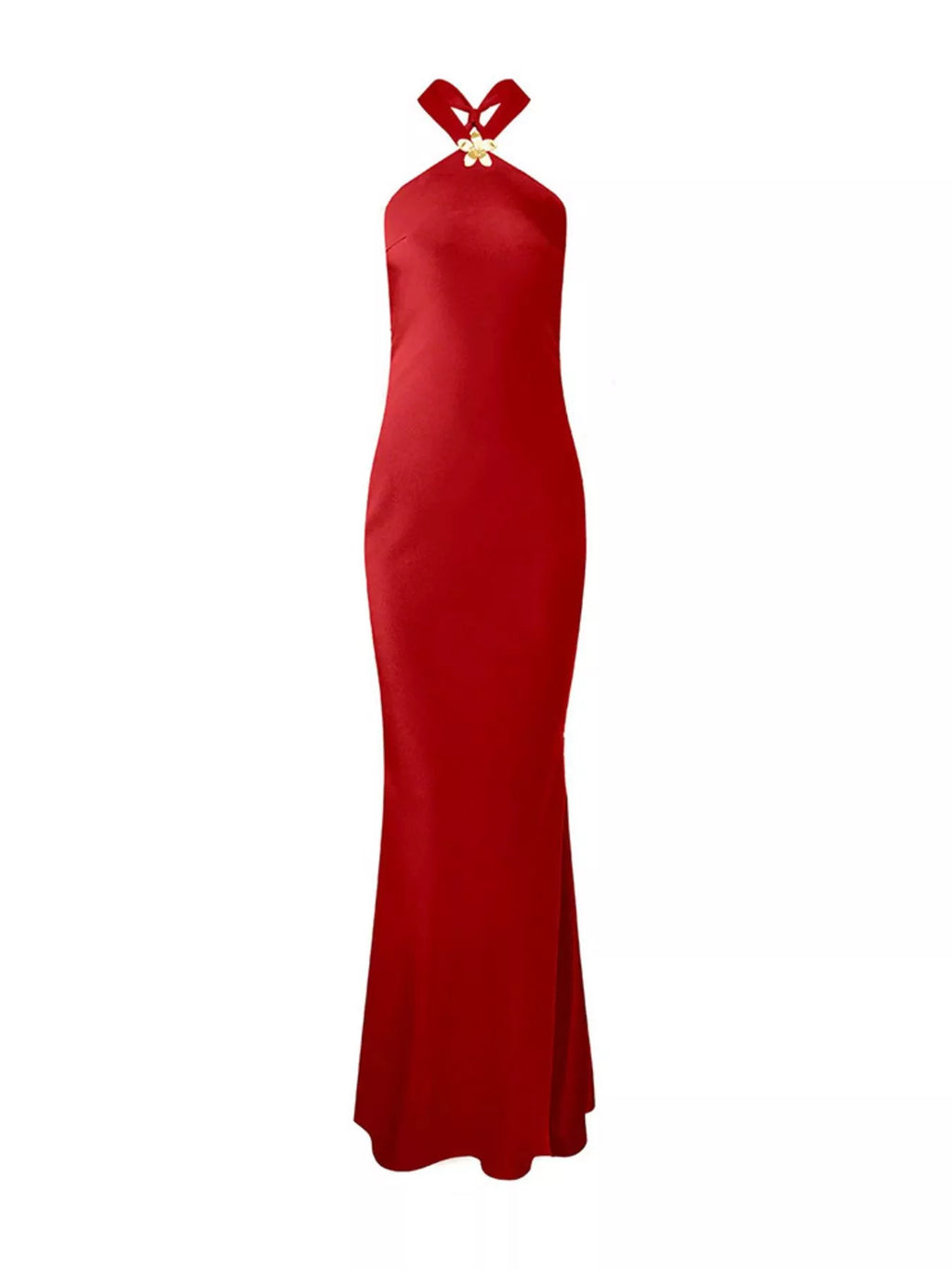 Halter Neck Satin Maxi Dress