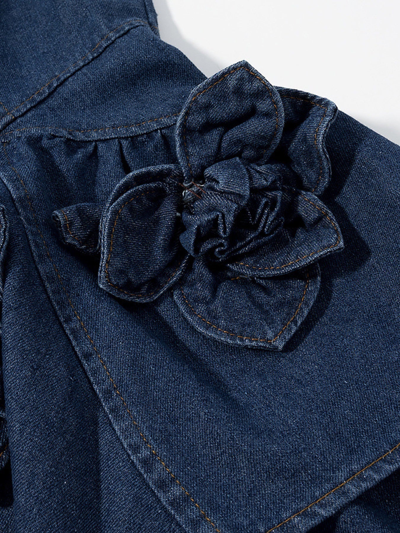 Floral Ruffle Layered Denim Dress