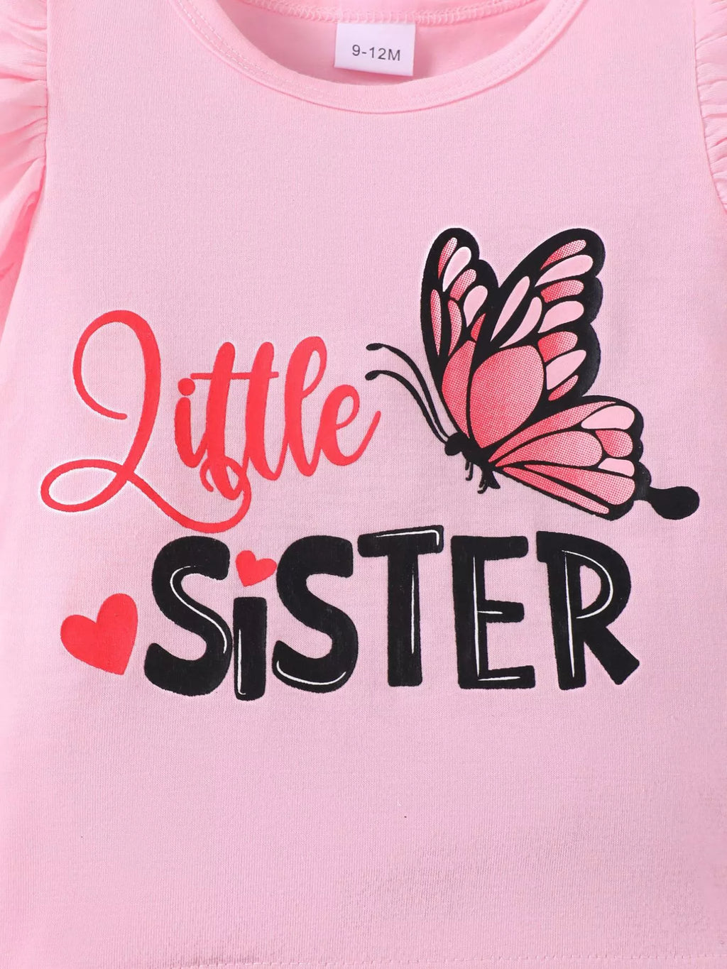 Children's Little Sister Butterfly Print Ruffle Trim Set