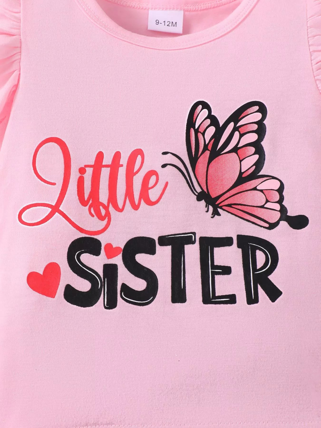 Children's Little Sister Butterfly Print Ruffle Trim Set