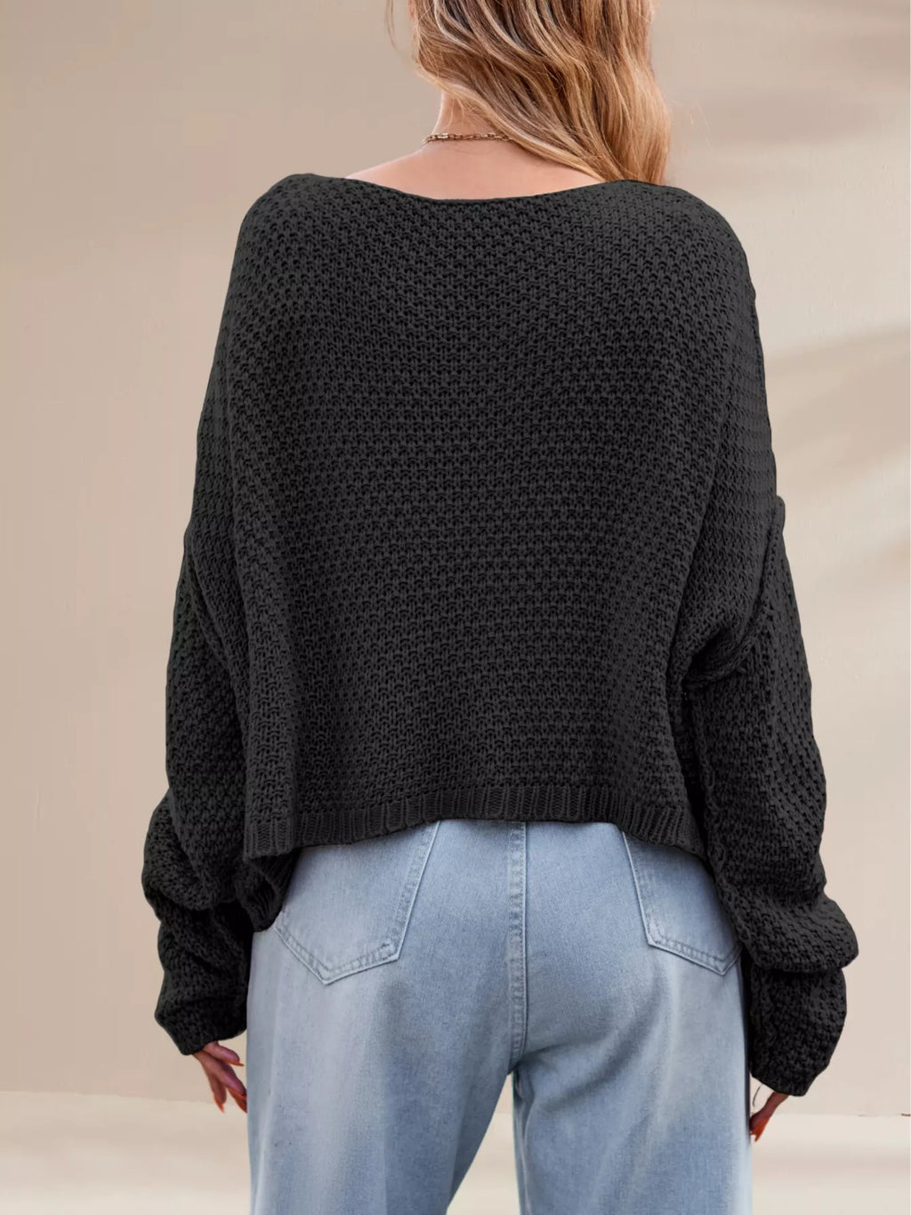 Textured Knit Round Neck Sweater