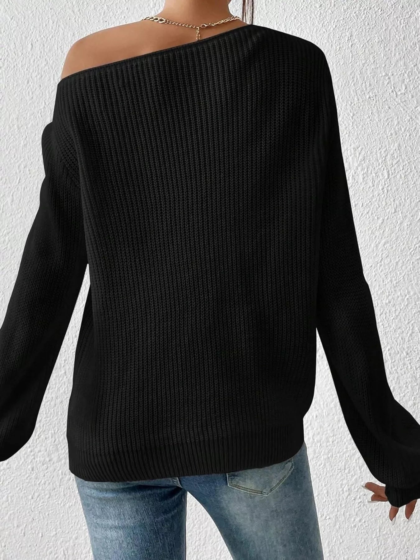 Single Shoulder Knit Sweater