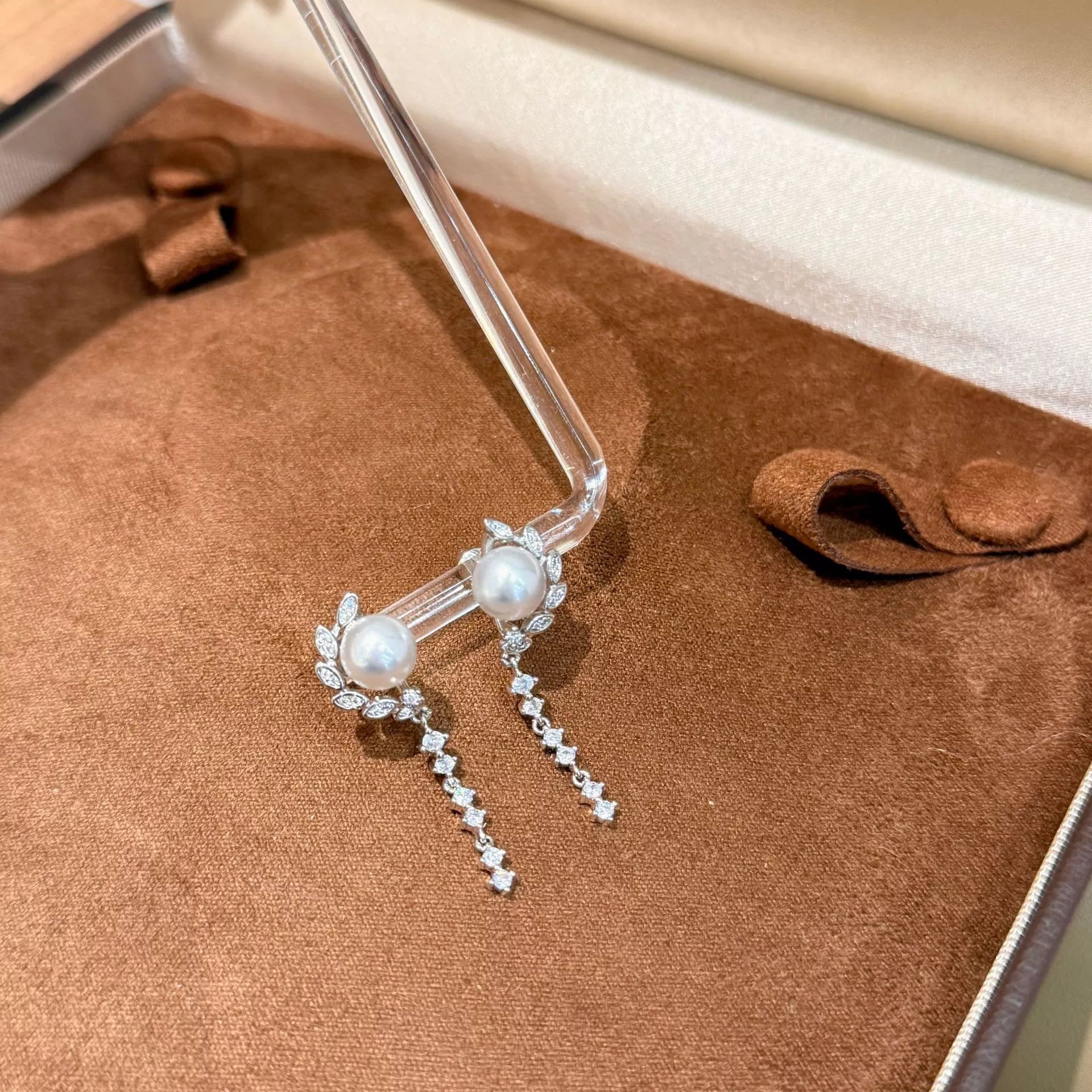 Pearl Zircon Drop Earrings