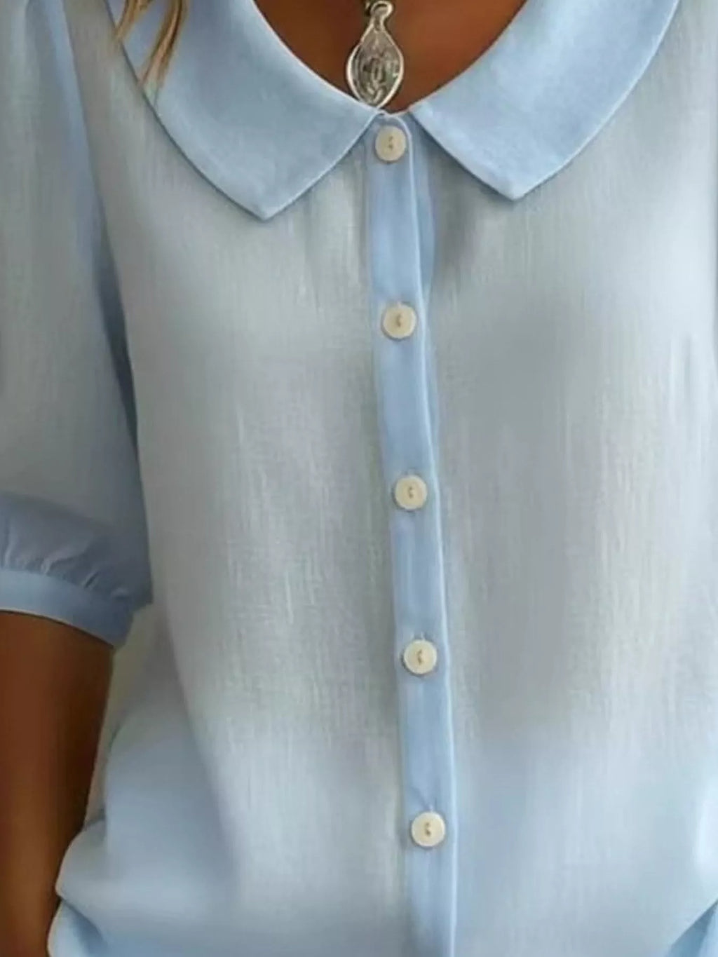 Full Size Peter Pan Collar Button-Down Shirt Plus Size