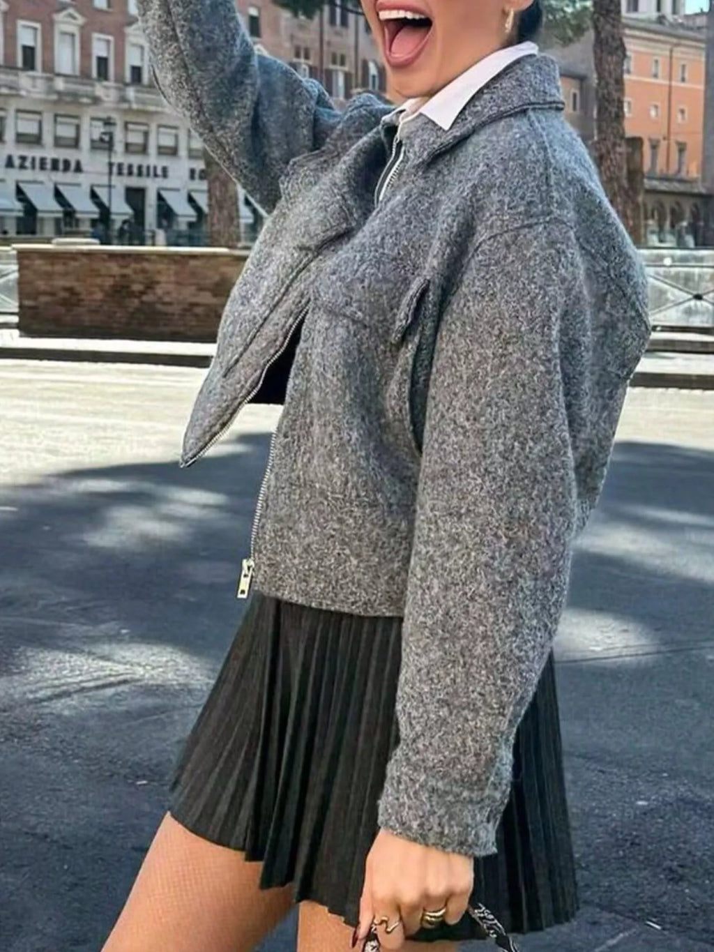 Zip Up Cropped Jacket