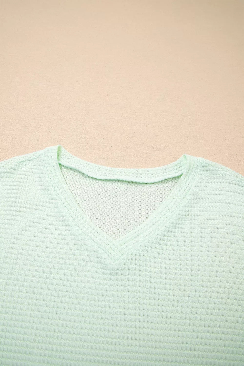 V Neck Short Sleeve Plus Size Waffle Knit Top