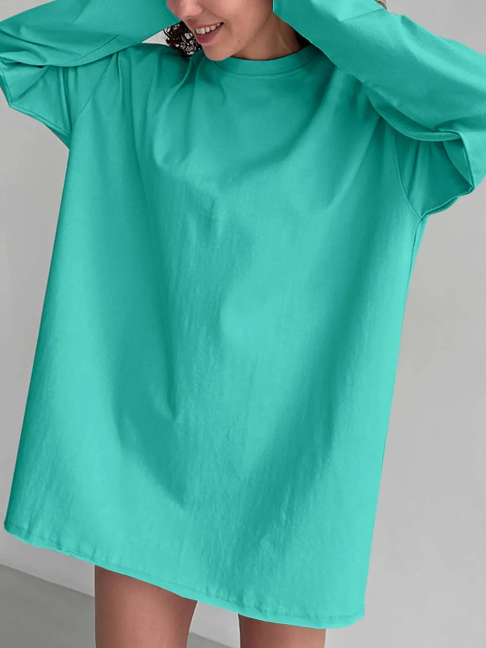 Round Neck Long Sleeve Oversized T-Shirt