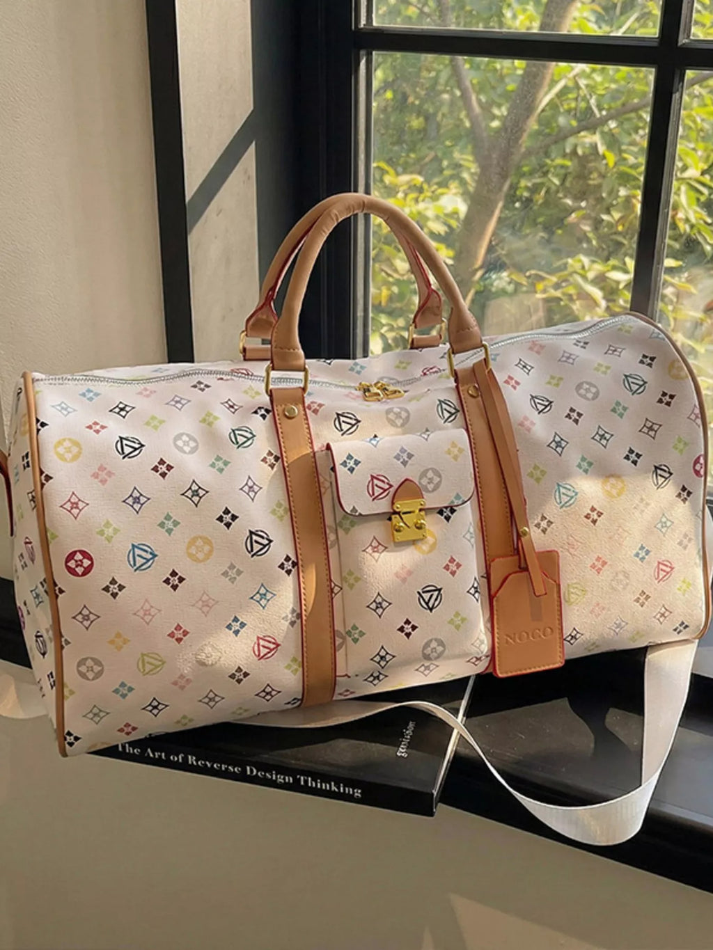 Printed Leather Travel Bag